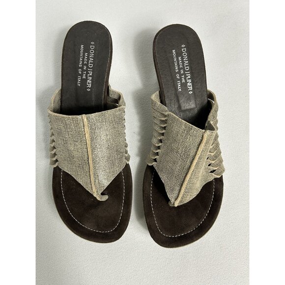 Donald J Pliner Glorie Wedge Sandals in Pewter - Sz 10 - Picture 1 of 9